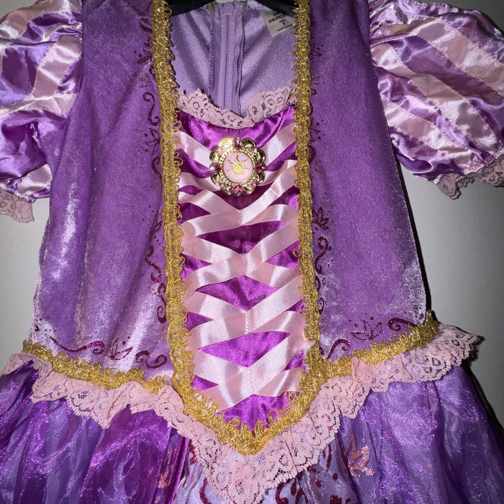 Spirit Disney Rupunzel Costume Dress Renaissance Fair Glitter Girls S 5T/6T Flaw - Picture 2 of 16